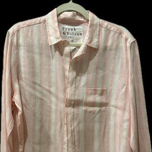 Frank & Eileen - Eileen Pink Stripe Linen Shirt - Size M